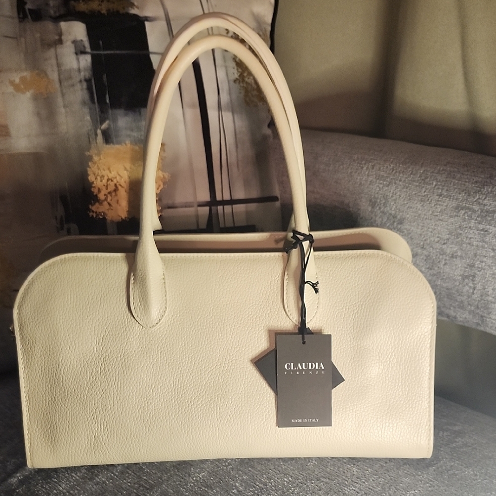 Claudia Beige Leather Shoulder Bag